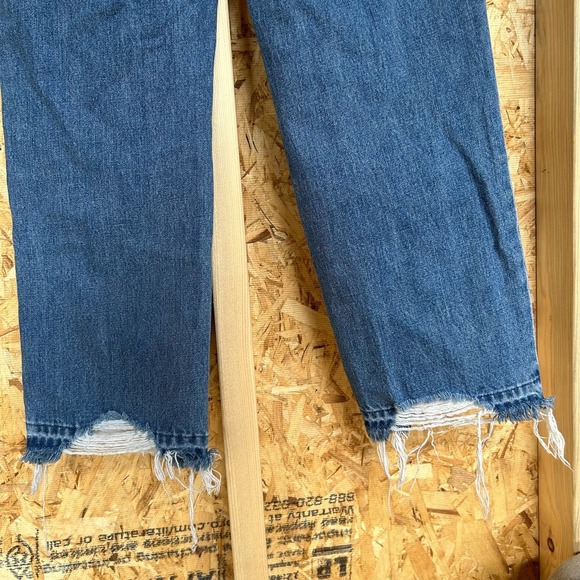 Express Women’s Jeans Size 6 Straight Ankle High Rise Distressed Denim Blue - Picture 8 of 15